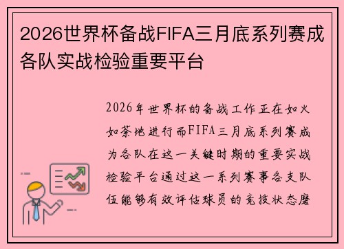 2026世界杯备战FIFA三月底系列赛成各队实战检验重要平台 2026世界杯备战FIFA三月底系列赛成各队实战检验重要平台